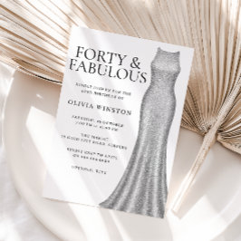 スパークルシルバードレス女性40th誕生日パーティー 招待状