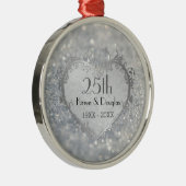 スパークルシルバーハート結婚25周年 メタルオーナメント (右)