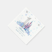 スパークルシルバー凍っていキングダムキャッスル1st誕生日 スタンダードカクテルナプキン (角)