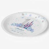 スパークルシルバー凍っていキングダムキャッスル1st誕生日 ペーパープレート (アングル)