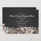 スパークルシークインズブラックグラム結婚式招待状カード 招待状 (正面/裏面)