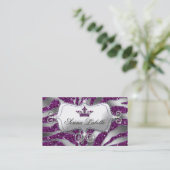 スパークルジュエリーゼブラクラウンパープルグリッター 名刺 (スタンド正面)