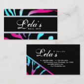 スパークルジュエリーゼブラネイルサロンブルーピンク 名刺 (正面/裏面)