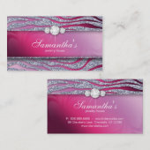 スパークルジュエリーゼブラプラムピンクグリッター 名刺 (正面/裏面)