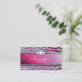 スパークルジュエリーゼブラプラムピンクグリッター 名刺 (スタンド正面)