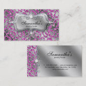 スパークルジュエリー名刺ゼブラピンクシルバー 名刺 (正面/裏面)
