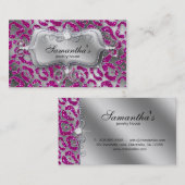 スパークルジュエリー名刺ゼブラホットピンクシルブ 名刺 (正面/裏面)