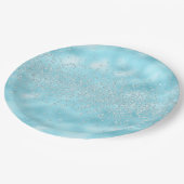 スパークルスジュエリーきらきら光るズクリスタルシックなパステルブルー ペーパープレート (アングル)
