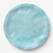 スパークルスジュエリーきらきら光るズクリスタルシックなパステルブルー ペーパープレート (正面)