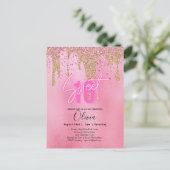 スパークルススイかわいらしート16ガーリーピンク16誕生日 ポストカード (スタンド正面)