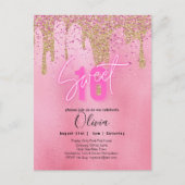 スパークルススイかわいらしート16ガーリーピンク16誕生日 ポストカード (正面)