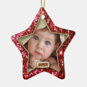 スパークルスターレッド/金ゴールド写真 セラミックオーナメント (左)
