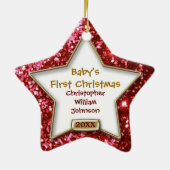 スパークルスターレッド/金ゴールド写真 セラミックオーナメント (裏面)