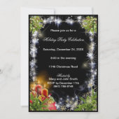 スパークルスノーフレークスキャンドルパインクリスマスパーティー 招待状 (正面)