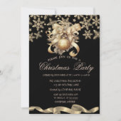 スパークルスノーフレークスボールボウ企業のクリスマス 招待状 (正面)