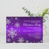 スパークルスノーフレークパープルクリスマスパーティー招待状 招待状 (スタンド正面)