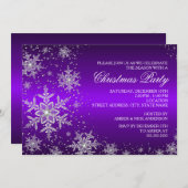 スパークルスノーフレークパープルクリスマスパーティー招待状 招待状 (正面/裏面)
