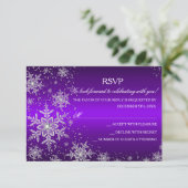 スパークルスノーフレークパープルクリスマスパーティーRSVP 出欠カード (スタンド正面)