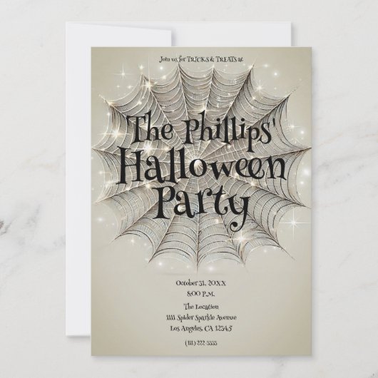 スパークルスパイダーウェブ ワインダフル タン ハロウィンパーティー 招待状 (正面)