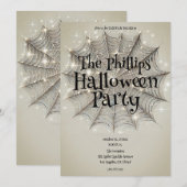 スパークルスパイダーウェブ ワインミカル タン ハロウィンパーティー 招待状 (正面/裏面)