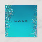 スパークルスプラッシュブルー美しいスタイリストメイクアップアーティスト スクエア名刺 (正面)