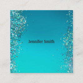 スパークルスプラッシュブルー美しいスタイリストメイクアップアーティスト スクエア名刺