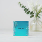 スパークルスプラッシュブルー美しいスタイリストメイクアップアーティスト スクエア名刺 (スタンド正面)