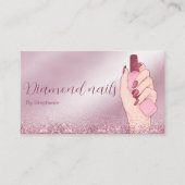 スパークルズピンクグリッターネイルアーティストマニキュア美しい 名刺 (正面)