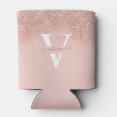 スパークルズ赤面ピンクグリッターモノグラムガーリーカスタム 缶クーラー (裏面)