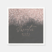 スパークルズ スウィート シックスティーン ローズゴールド/ブラック ID912 スタンダードカクテルナプキン (正面)