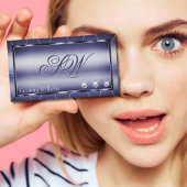 スパークルダイヤモンドとモノグラムを使用したエレガンスブルー 名刺