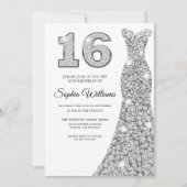 スパークルダイヤモンドドレス16th誕生日スウィート16 招待状 (正面)