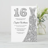スパークルダイヤモンドドレス16th誕生日スウィート16 招待状 (スタンド正面)