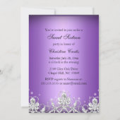 スパークルダイヤモンドボウパープルスウィート16招待状 招待状 (裏面)