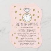 スパークルダイヤモンドリングや輪ニューイーブブライダルシャワー 招待状 (正面/裏面)