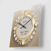 スパークルダイヤ結婚モンド記念日 スクエア壁時計 (傾斜)