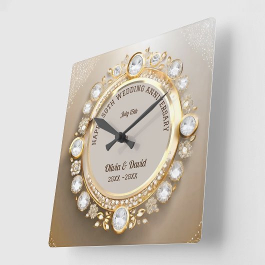 スパークルダイヤ結婚モンド記念日 スクエア壁時計 (傾斜)
