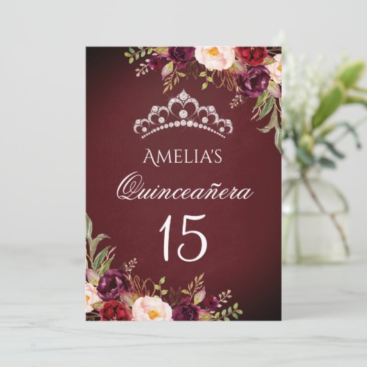 スパークルティアラシルバーブルゴーニュフローラキンセアニェラ 招待状 (スタンド正面)