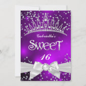 スパークルティアラスウィート16パープルパーティー 招待状 (正面)