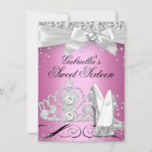 スパークルティアラヒールズピンクスウィート16 招待状 (正面)