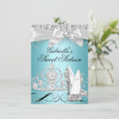 スパークルティアラヒールティール（緑がかった色）スウィート16 招待状 (スタンド正面)