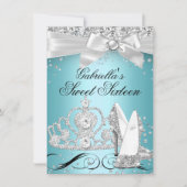 スパークルティアラヒールティール（緑がかった色）スウィート16 招待状 (正面)