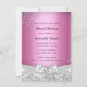 スパークルティアラ&ヒールズスウィート16招待状ピンク 招待状 (裏面)