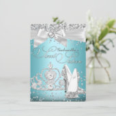 スパークルティアラ&ヒールSweet sixteenブルー 招待状 (スタンド正面)