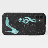 スパークルティールミュージックノート&ハイヒール Case-Mate iPhoneケース (裏面(横))