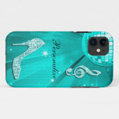 スパークルティールミュージックノート&ハイヒール Case-Mate iPhoneケース (裏面(横))