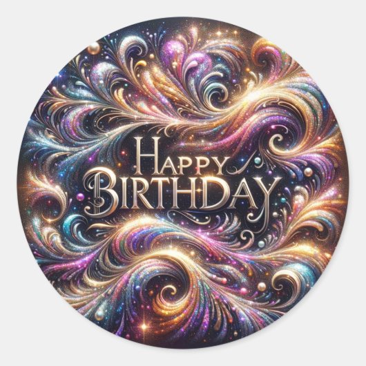 スパークルデザイン誕生日シール ラウンドシール (正面)