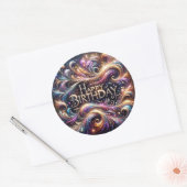 スパークルデザイン誕生日シール ラウンドシール (封筒)