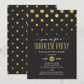 スパークルドットサプライズパーティー招待状 招待状 (正面/裏面)