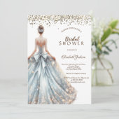 スパークルドレスガール素朴ウッド招待状 招待状 (スタンド正面)